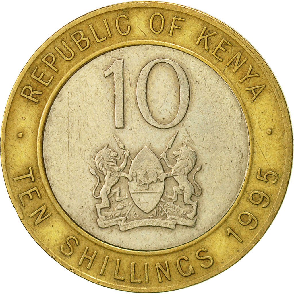 Coin, Kenya, 10 Shillings, 1995, British Royal Mint, EF(40-45), Bi-Metallic