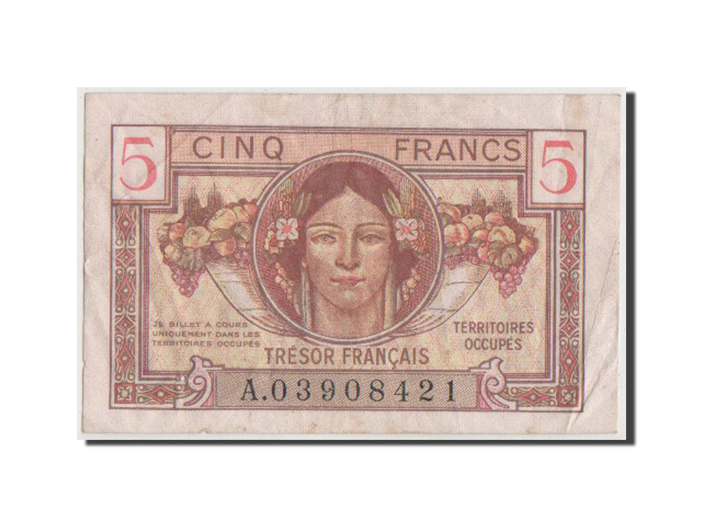 France, 5 Francs, 1947 French Treasury, 1947, KM #M6a, VF(20-25), A.03908421,...
