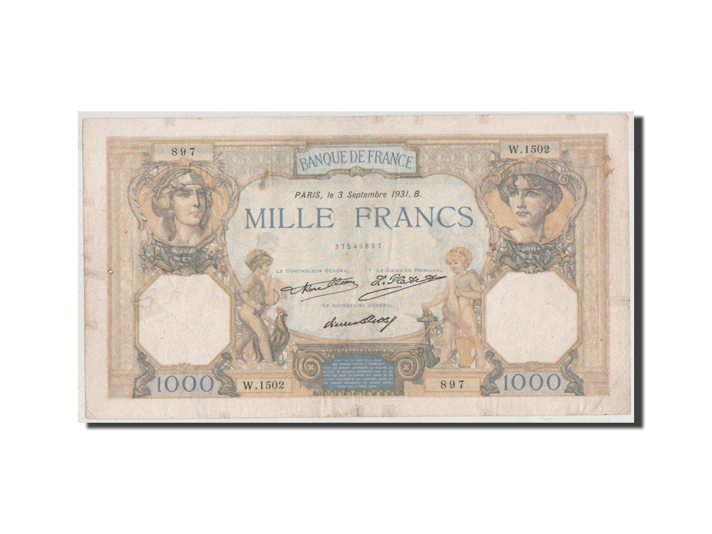 France, 1000 Francs, 1 000 F 1927-1940 ''Cérès et Mercure'', 1931, KM #79b, V...
