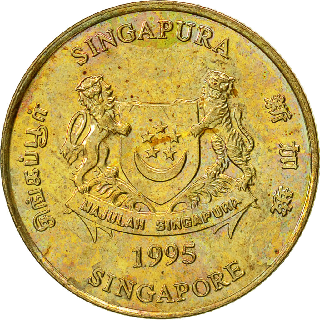 Moneta, Singapore, 5 Cents, 1995, Singapore Mint, BB, Alluminio-bronzo, KM:99