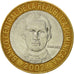 Moneda, República Dominicana, 5 Pesos, 2002, MBC, Bimetálico, KM:89