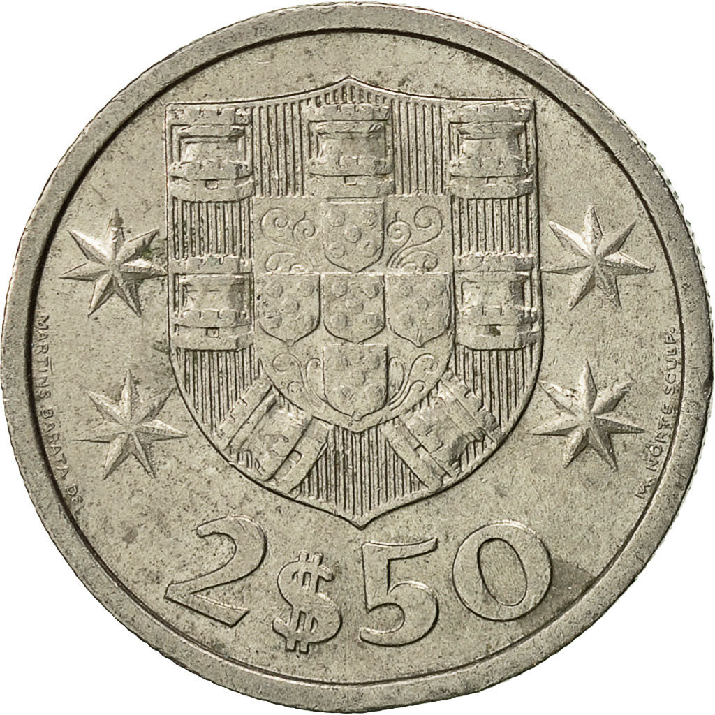 Coin, Portugal, 2-1/2 Escudos, 1985, EF(40-45), Copper-nickel, KM:590
