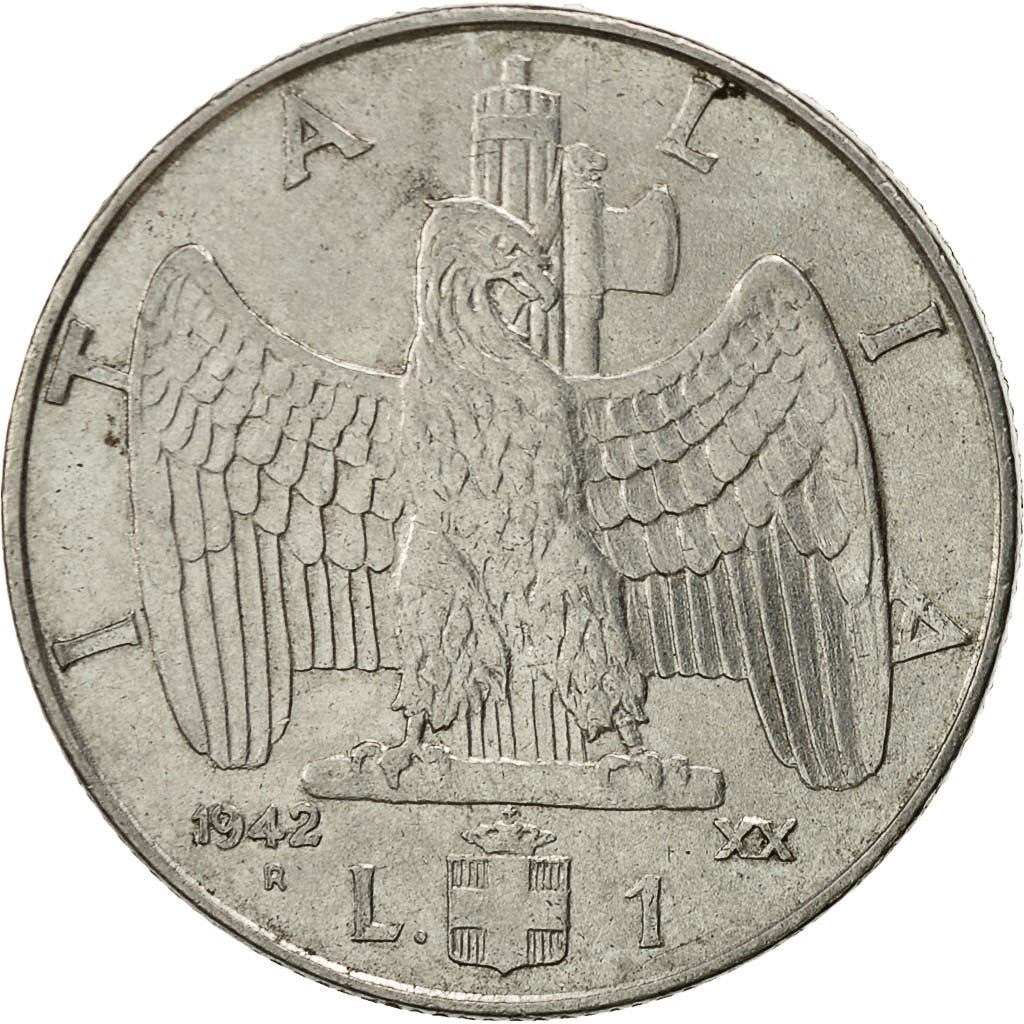 Coin, Italy, Vittorio Emanuele III, Lira, 1942, Rome, AU(55-58), Stainless