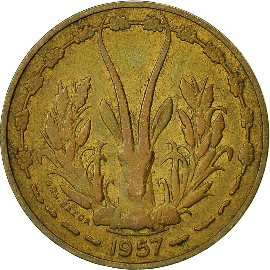 Coin, French West Africa, 10 Francs, 1957, Paris, EF(40-45), Aluminum-Bronze