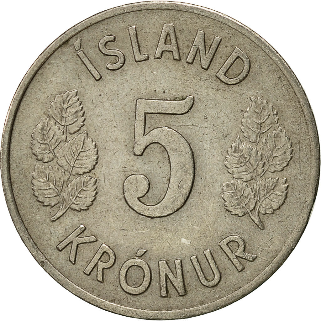 Coin, Iceland, 5 Kronur, 1970, EF(40-45), Copper-nickel, KM:18