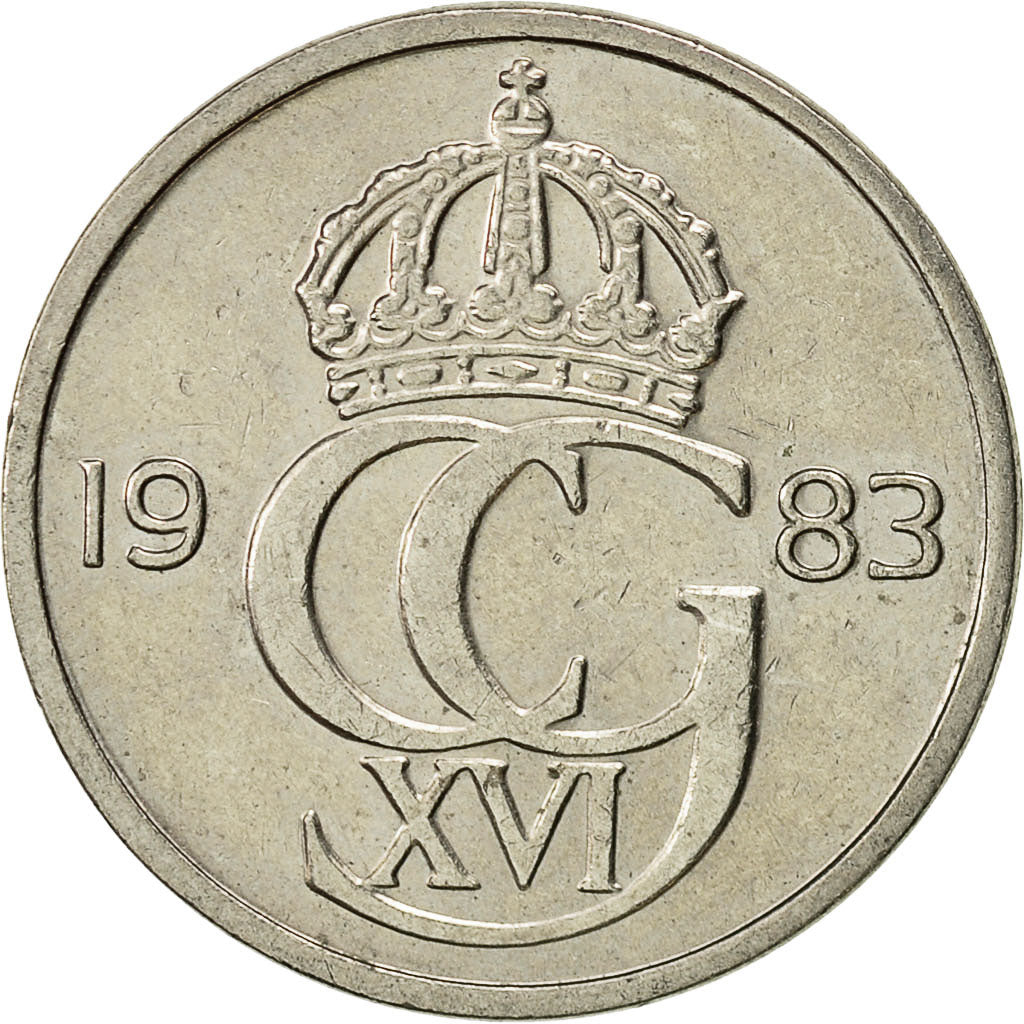Coin, Sweden, Carl XVI Gustaf, 50 Öre, 1983, AU(50-53), Copper-nickel, KM:855