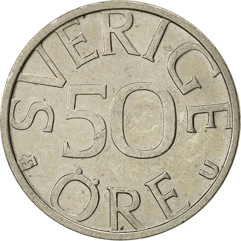 Coin, Sweden, Carl XVI Gustaf, 50 Öre, 1983, AU(50-53), Copper-nickel, KM:855