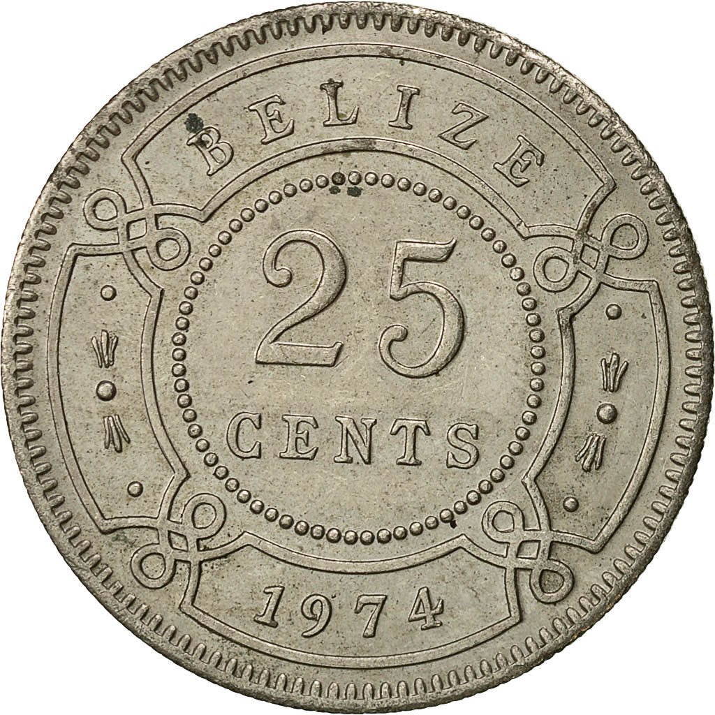 Coin, Belize, 25 Cents, 1974, Franklin Mint, AU(50-53), Copper-nickel, KM:36