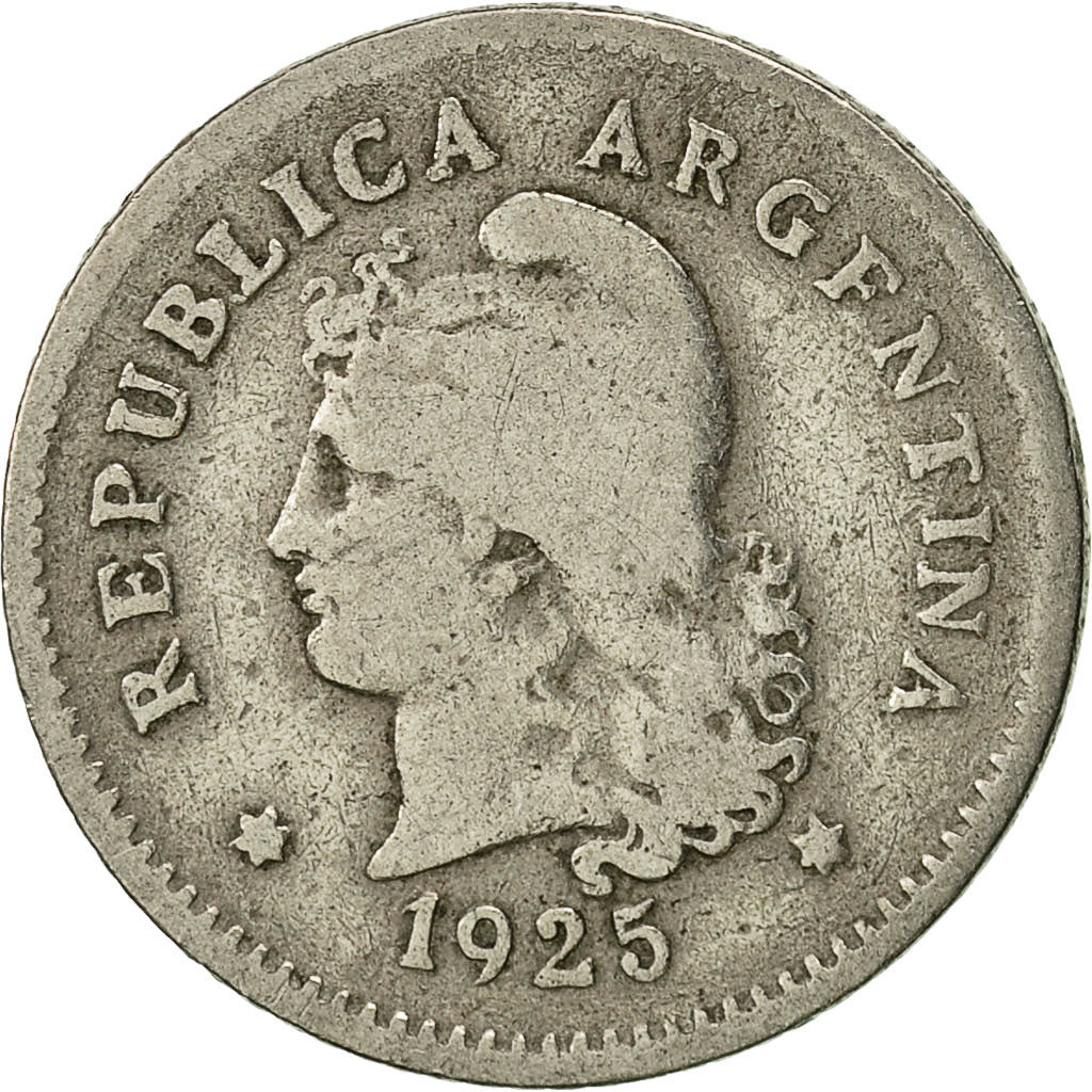 Moneta, Argentina, 10 Centavos, 1925, MB, Rame-nichel, KM:35