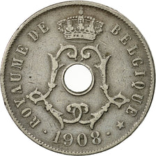 Coin, Belgium, 25 Centimes, 1908, AU(50-53), Copper-nickel, KM:62