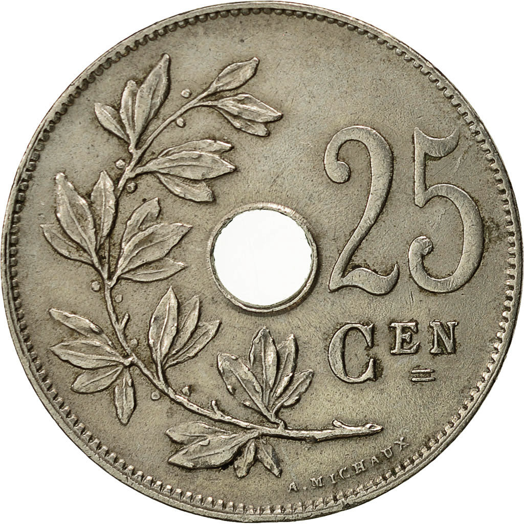 Coin, Belgium, 25 Centimes, 1928, AU(50-53), Copper-nickel, KM:69