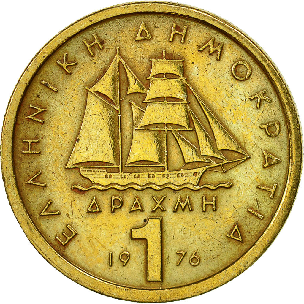 Coin, Greece, Drachma, 1976, AU(50-53), Nickel-brass, KM:116