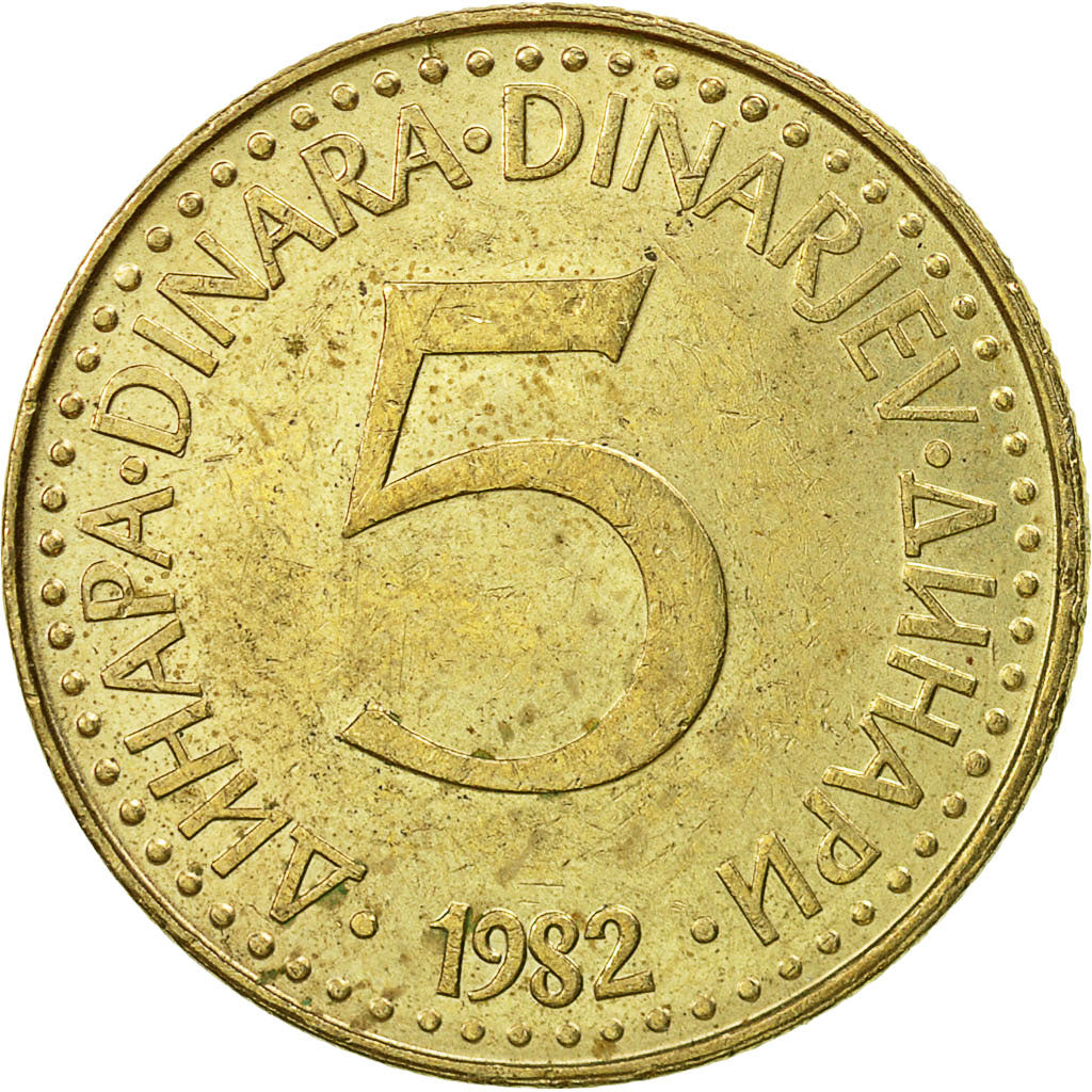 Monnaie, Yougoslavie, 5 Dinara, 1982, TTB+, Nickel-brass, KM:88