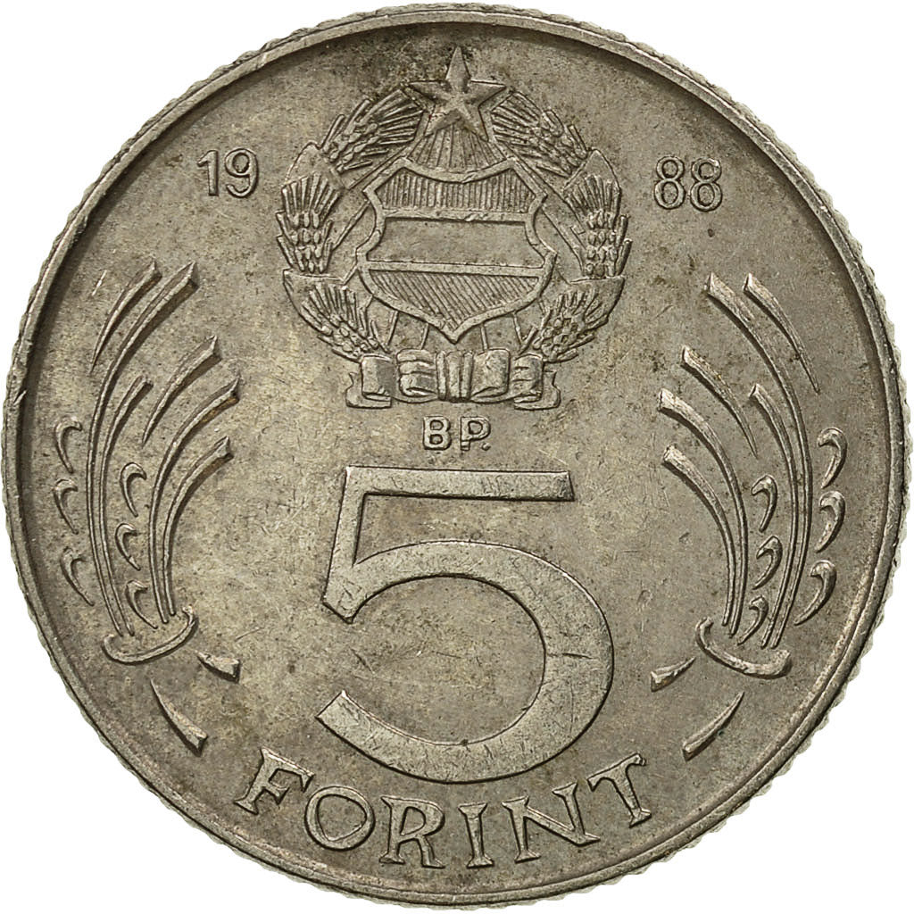 Coin, Hungary, 5 Forint, 1988, Budapest, EF(40-45), Copper-nickel, KM:635