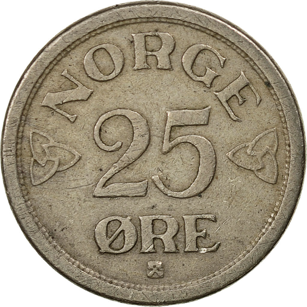 Coin, Norway, Haakon VII, 25 Öre, 1953, EF(40-45), Copper-nickel, KM:401