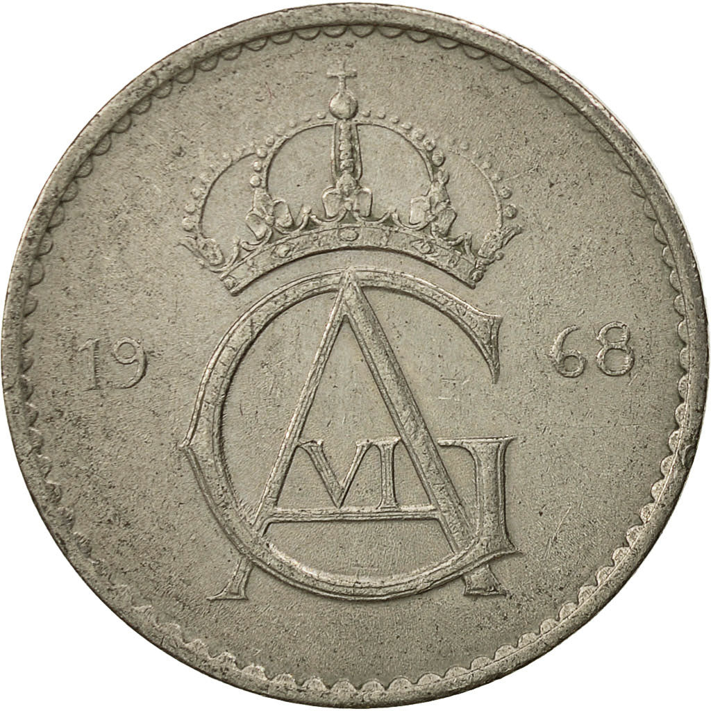 Münze, Schweden, Gustaf VI, 50 Öre, 1968, SS, Copper-nickel, KM:837