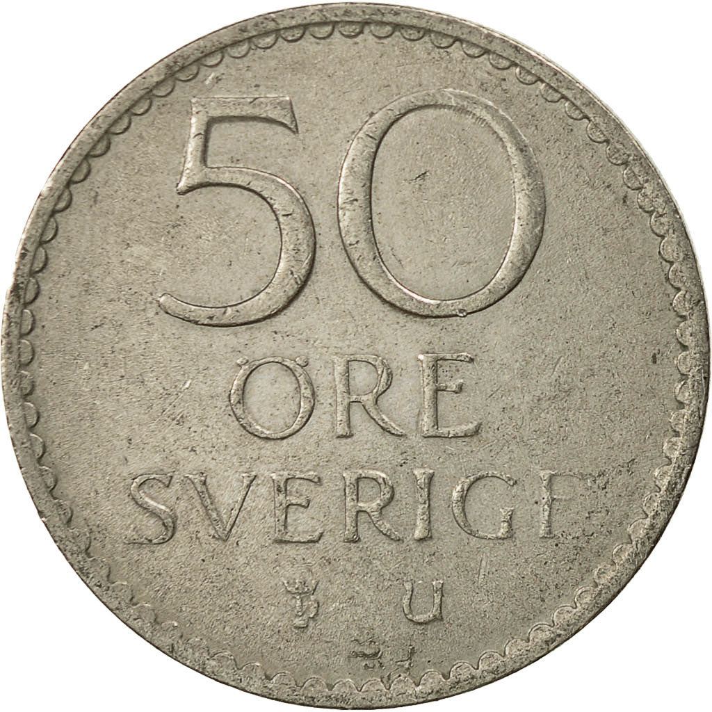Münze, Schweden, Gustaf VI, 50 Öre, 1968, SS, Copper-nickel, KM:837