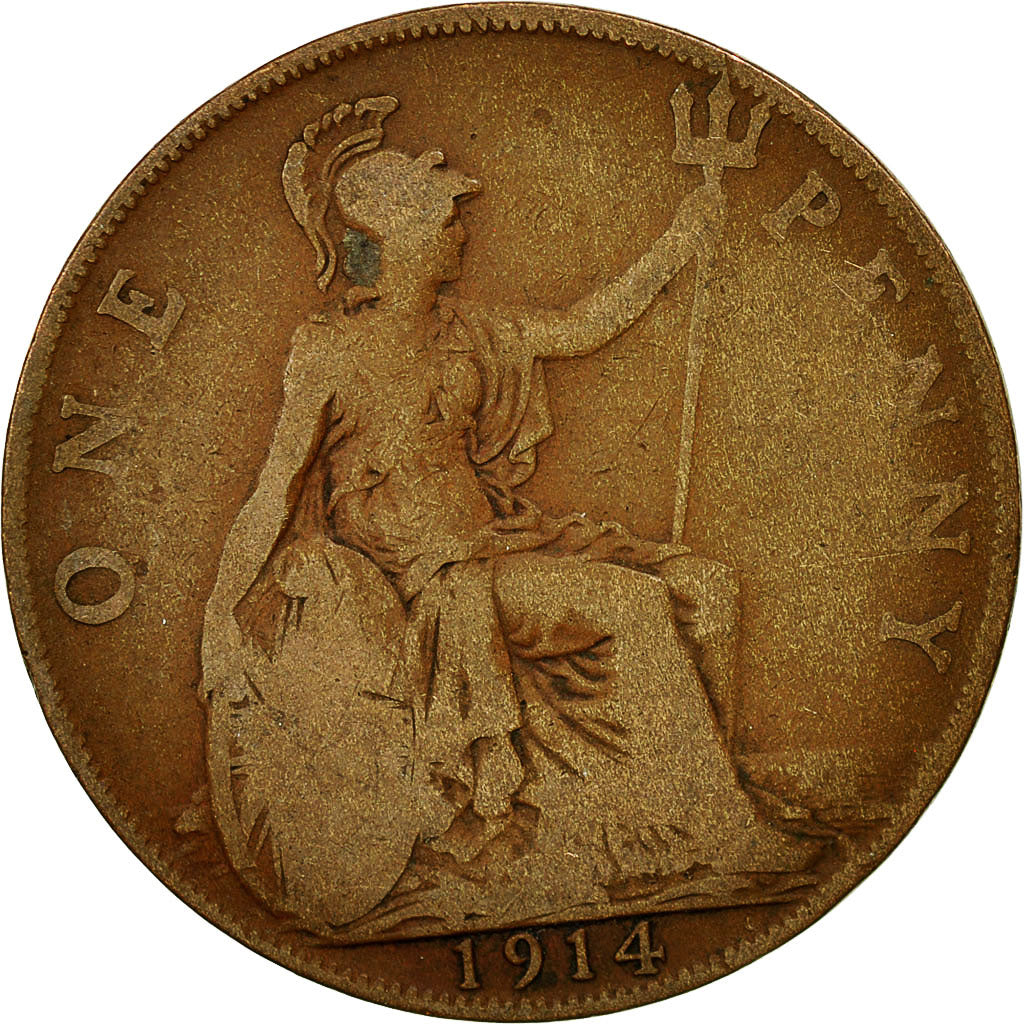 Monnaie, Grande-Bretagne, George V, Penny, 1914, TB, Bronze, KM:810