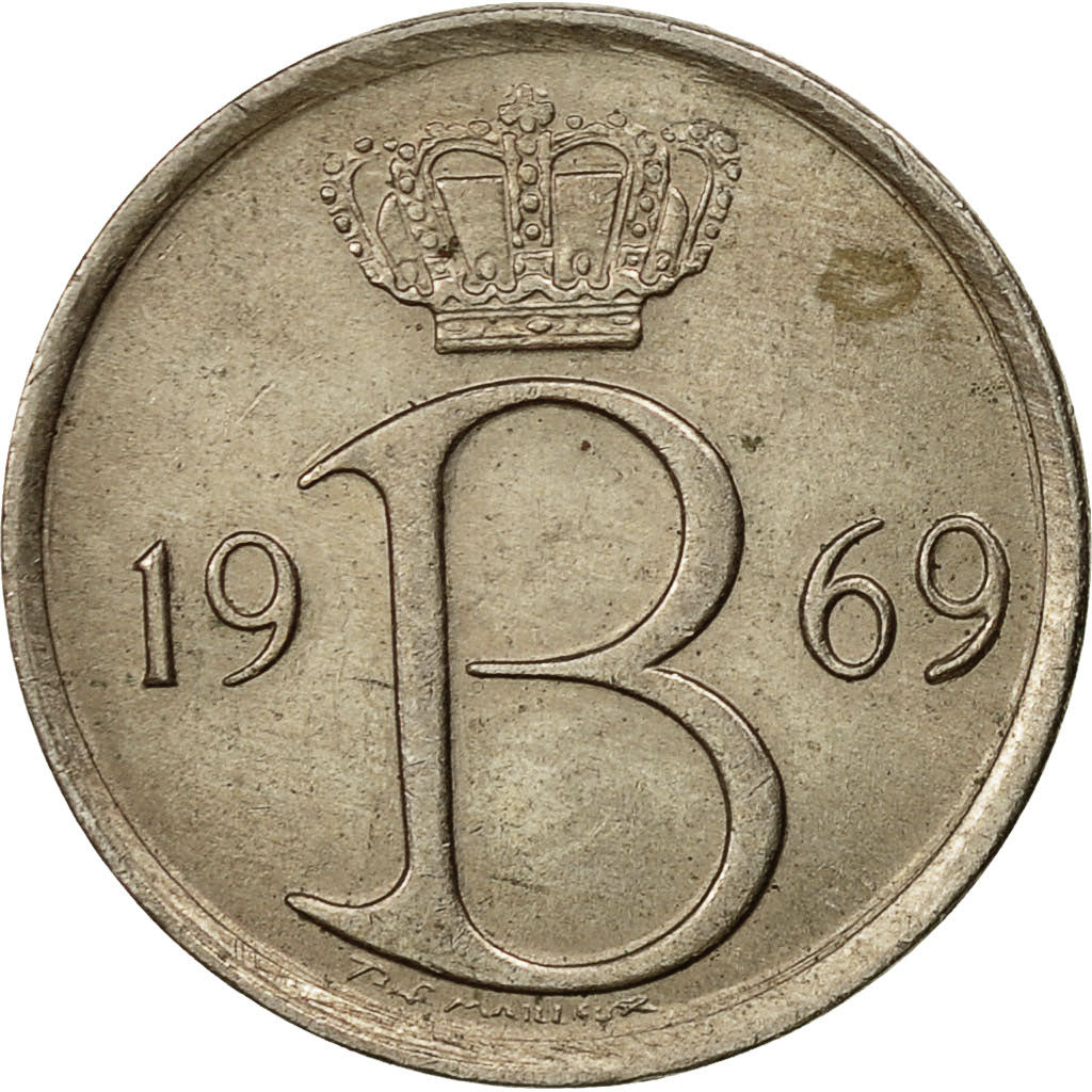 Coin, Belgium, 25 Centimes, 1969, Brussels, EF(40-45), Copper-nickel, KM:154.1