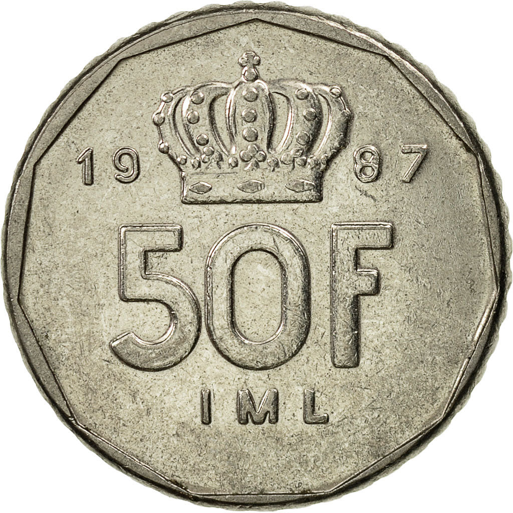 Coin, Luxembourg, Jean, 50 Francs, 1987, AU(50-53), Nickel, KM:62