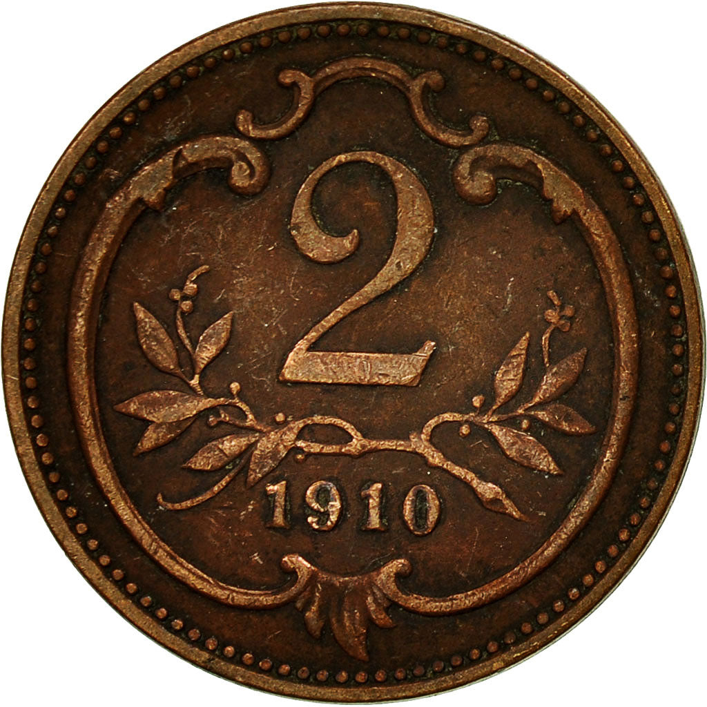 Coin, Austria, Franz Joseph I, 2 Heller, 1910, VF(20-25), Bronze, KM:2801