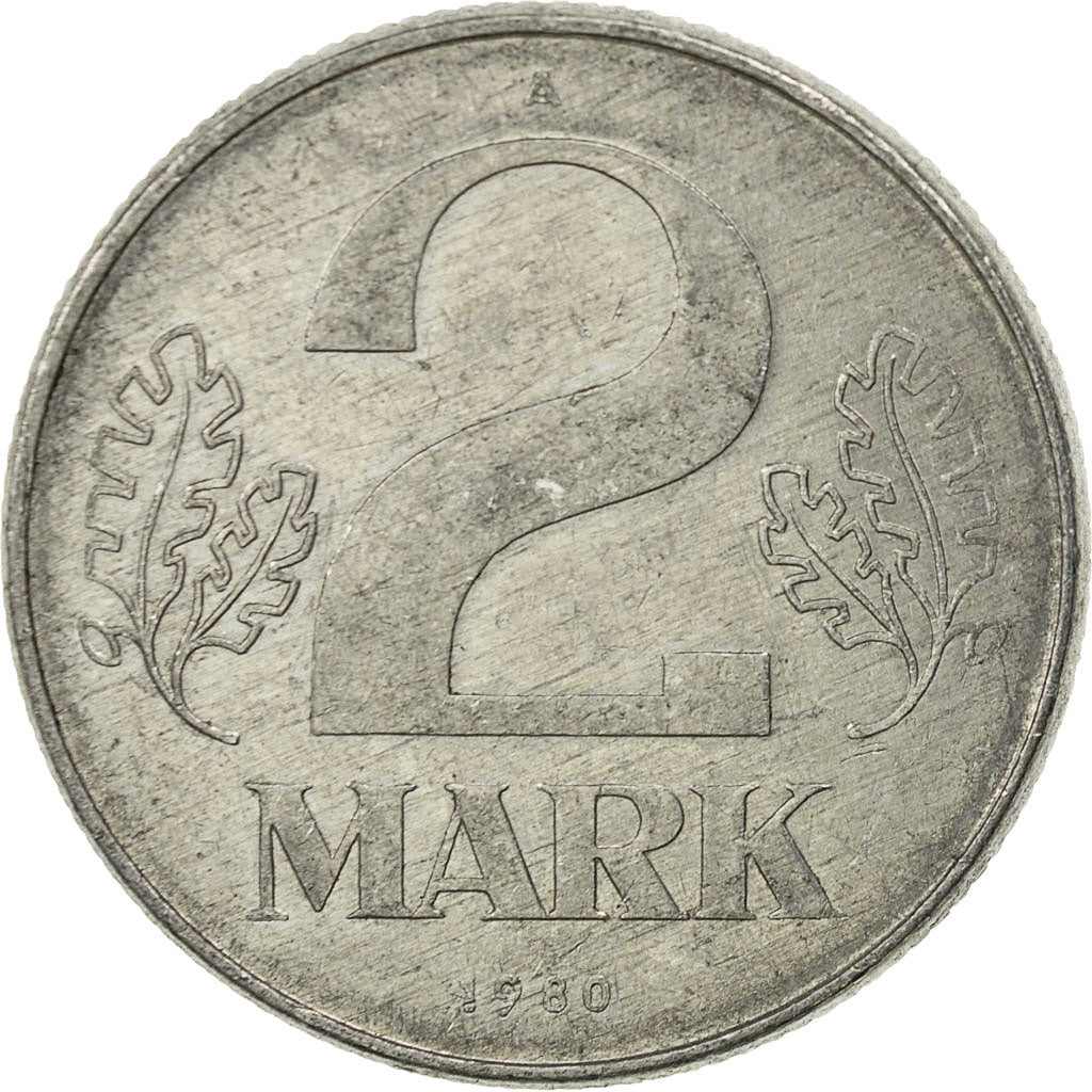 Coin, GERMAN-DEMOCRATIC REPUBLIC, 2 Mark, 1980, Berlin, EF(40-45), Aluminum