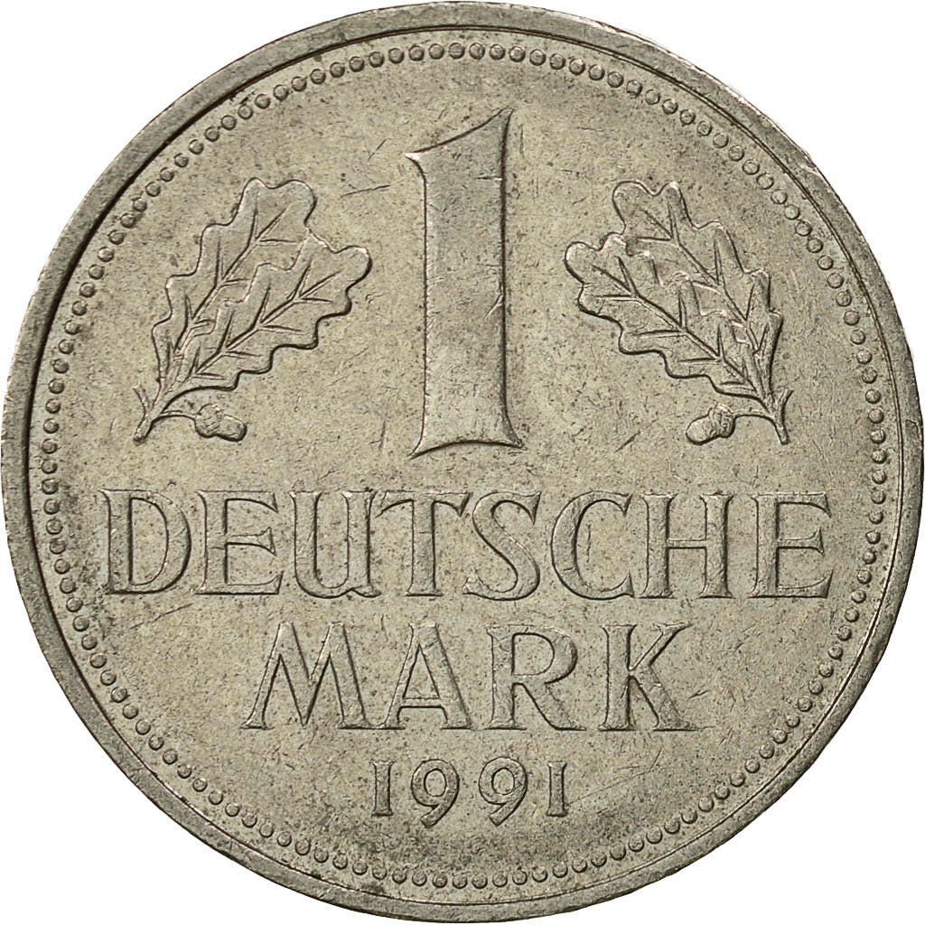 Coin, GERMANY - FEDERAL REPUBLIC, Mark, 1991, Munich, EF(40-45), Copper-nickel
