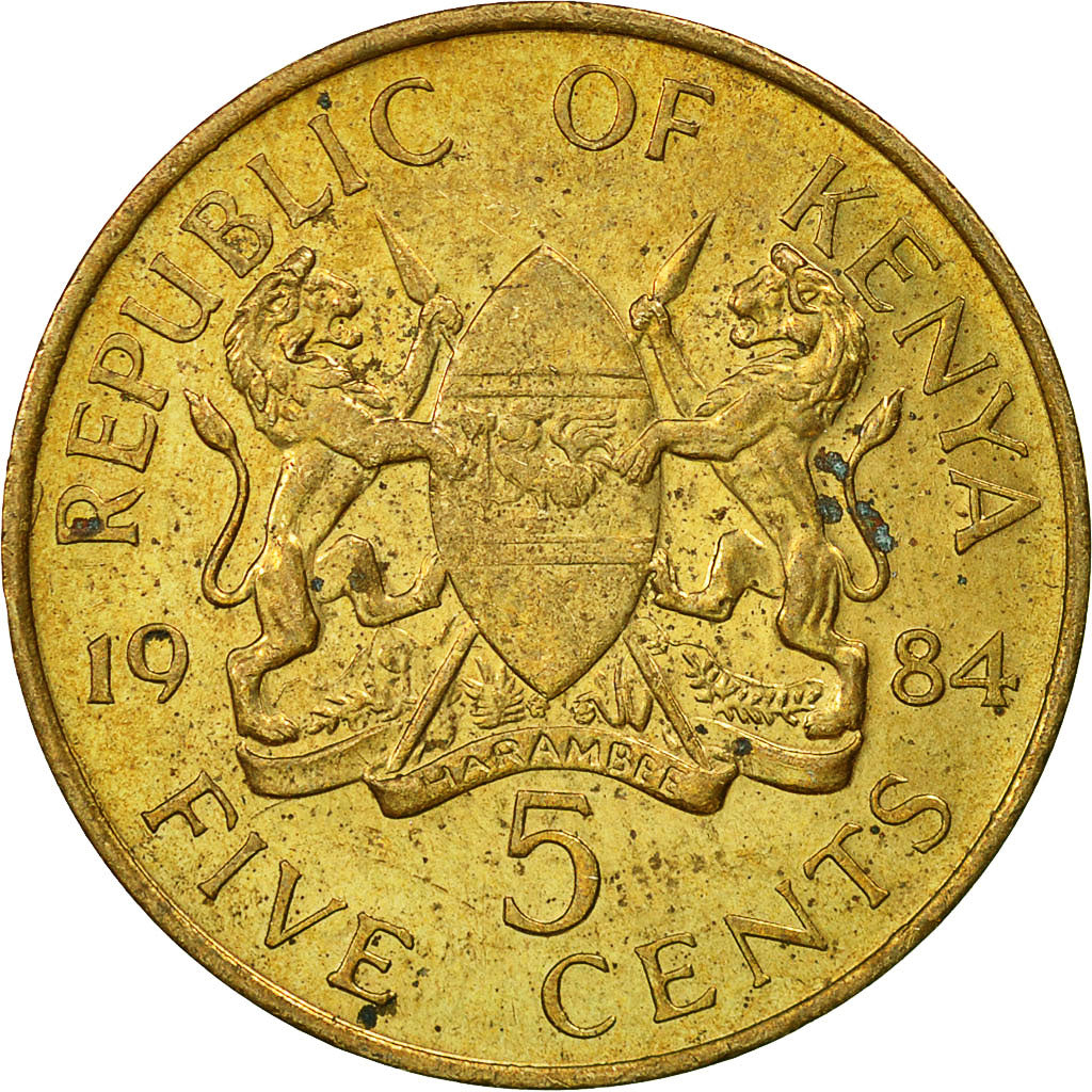 Coin, Kenya, 5 Cents, 1984, British Royal Mint, EF(40-45), Nickel-brass, KM:17