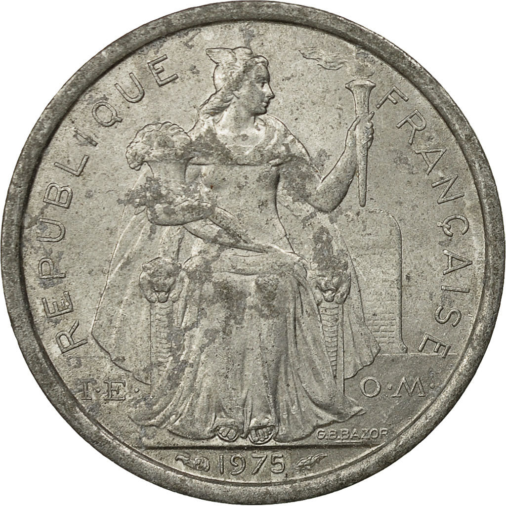Coin, French Polynesia, Franc, 1975, Paris, EF(40-45), Aluminum, KM:11