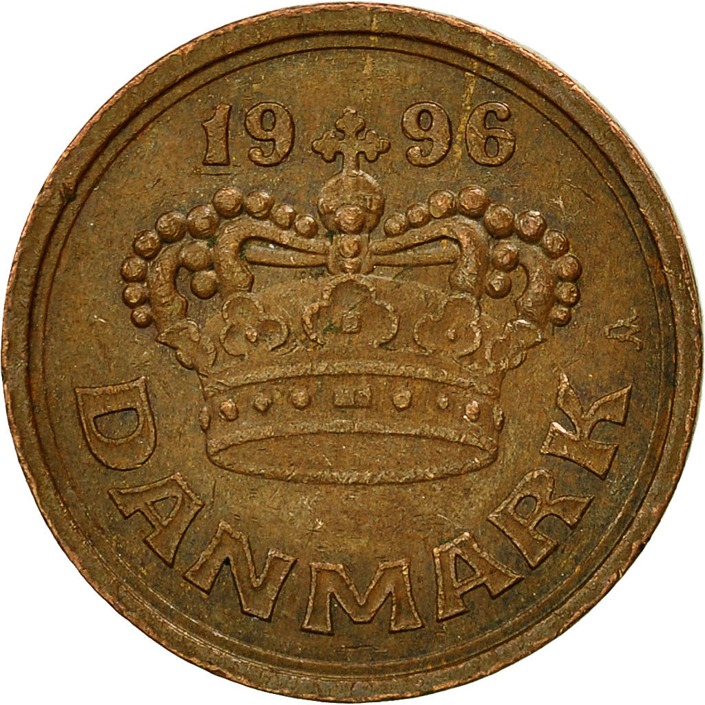 Moneta, Danimarca, Margrethe II, 25 Öre, 1996, Copenhagen, BB, Bronzo, KM:868.1