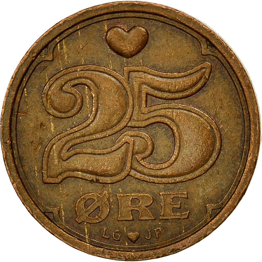 Moneta, Danimarca, Margrethe II, 25 Öre, 1996, Copenhagen, BB, Bronzo, KM:868.1
