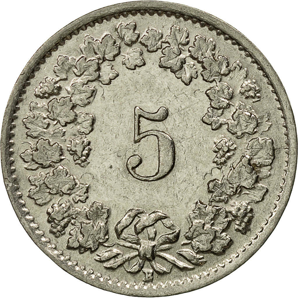 Münze, Schweiz, 5 Rappen, 1939, Bern, VZ, Nickel, KM:26b