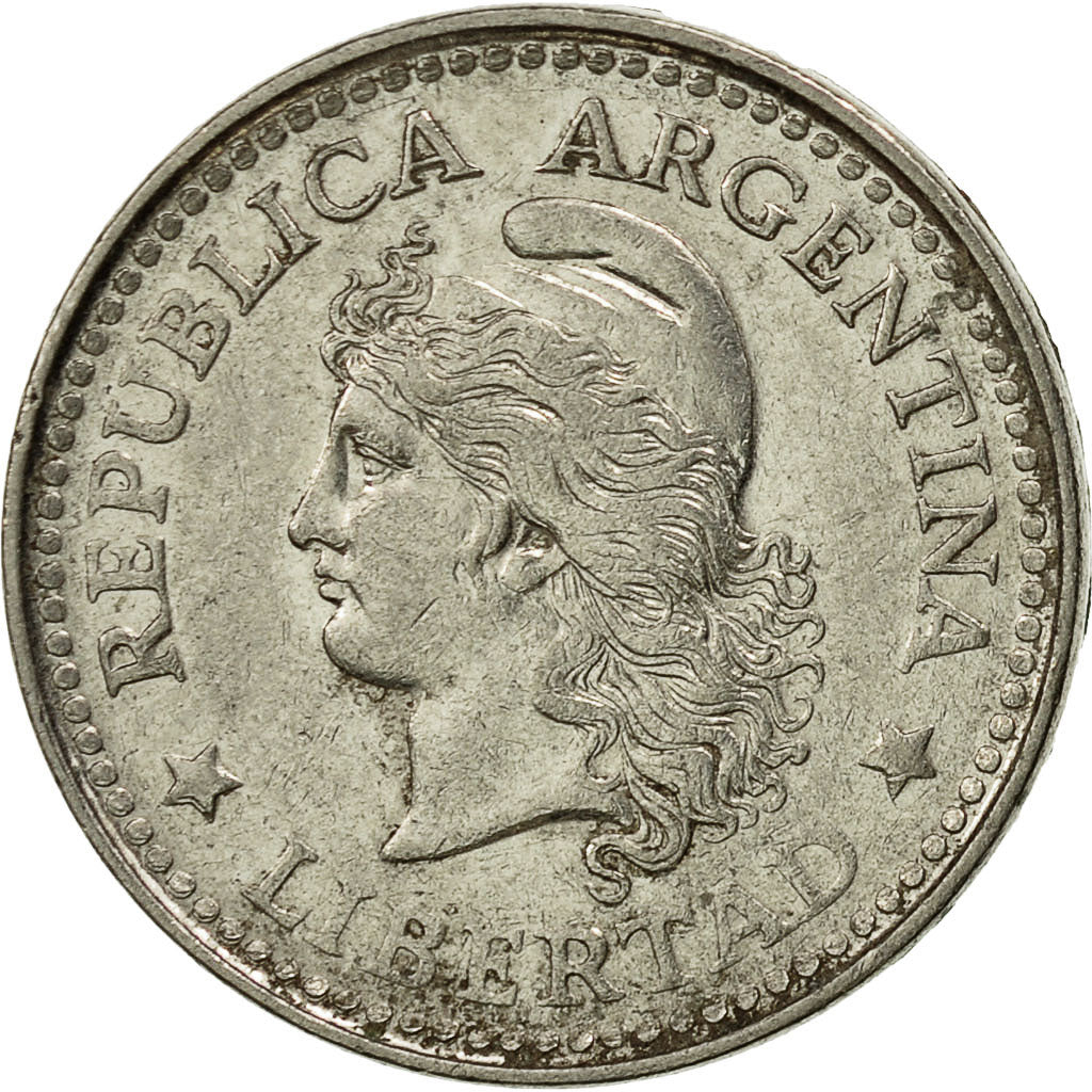 Moneta, Argentina, 10 Centavos, 1958, BB, Acciaio ricoperto in nichel, KM:54