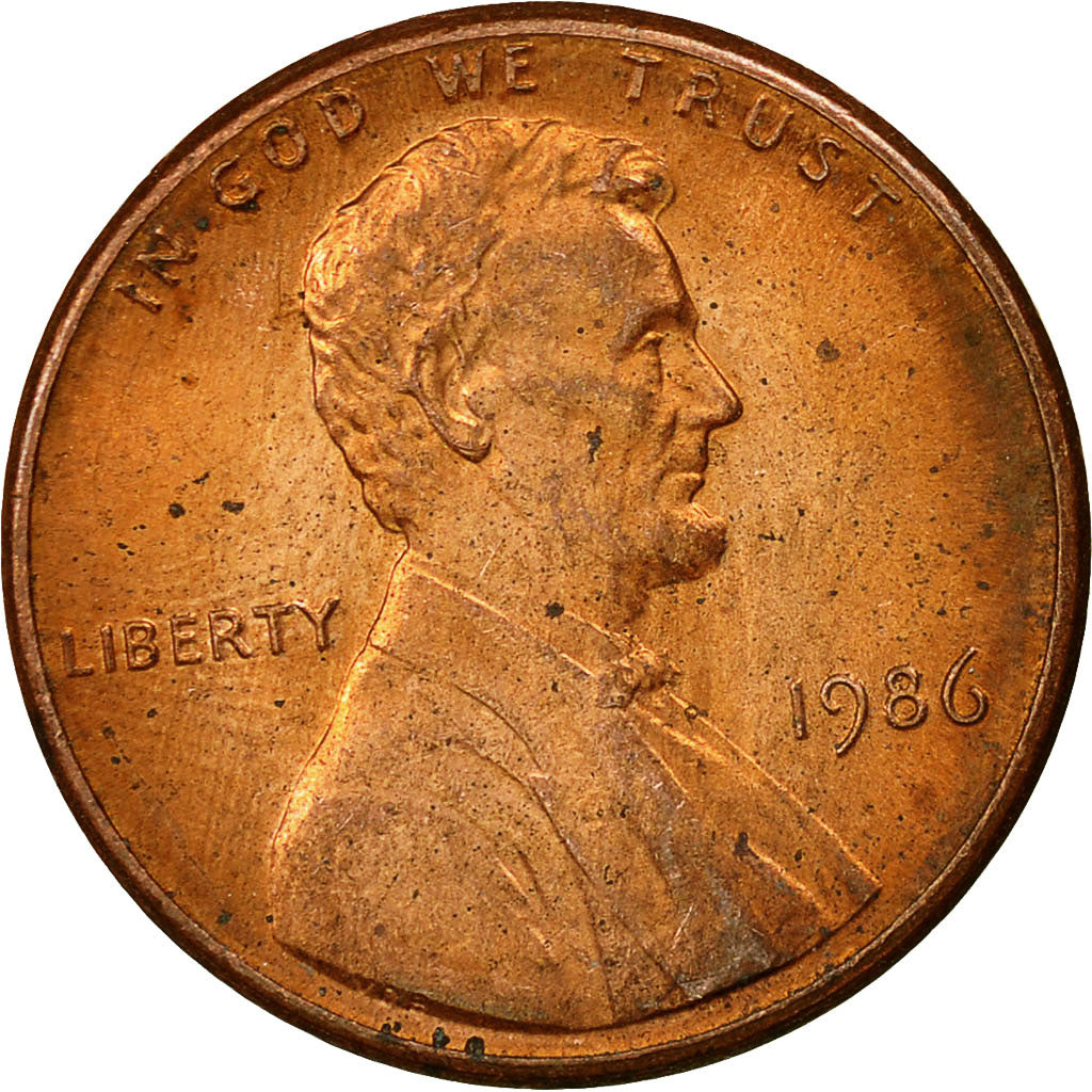 Coin, United States, Lincoln Cent, Cent, 1986, U.S. Mint, Philadelphia