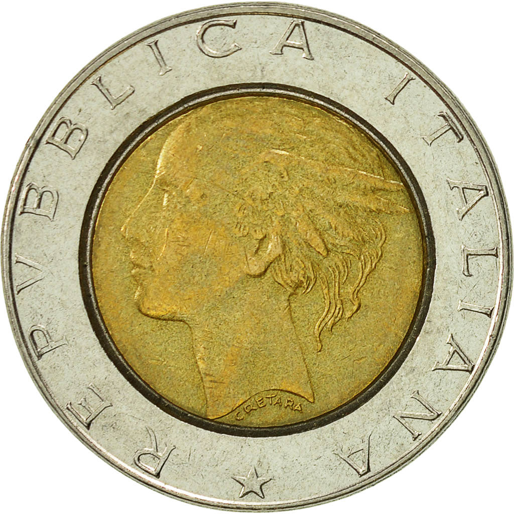 Coin, Italy, 500 Lire, 1989, Rome, EF(40-45), Bi-Metallic, KM:111