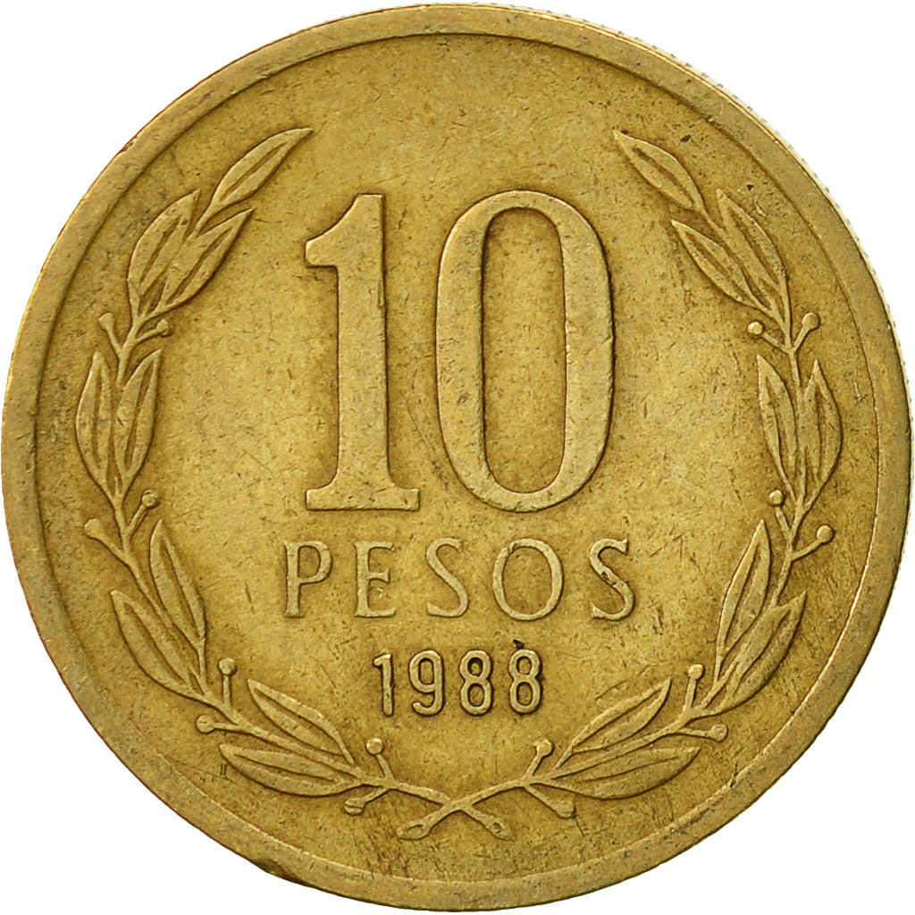 Münze, Chile, 10 Pesos, 1988, Santiago, SS, Aluminum-Bronze, KM:218.2