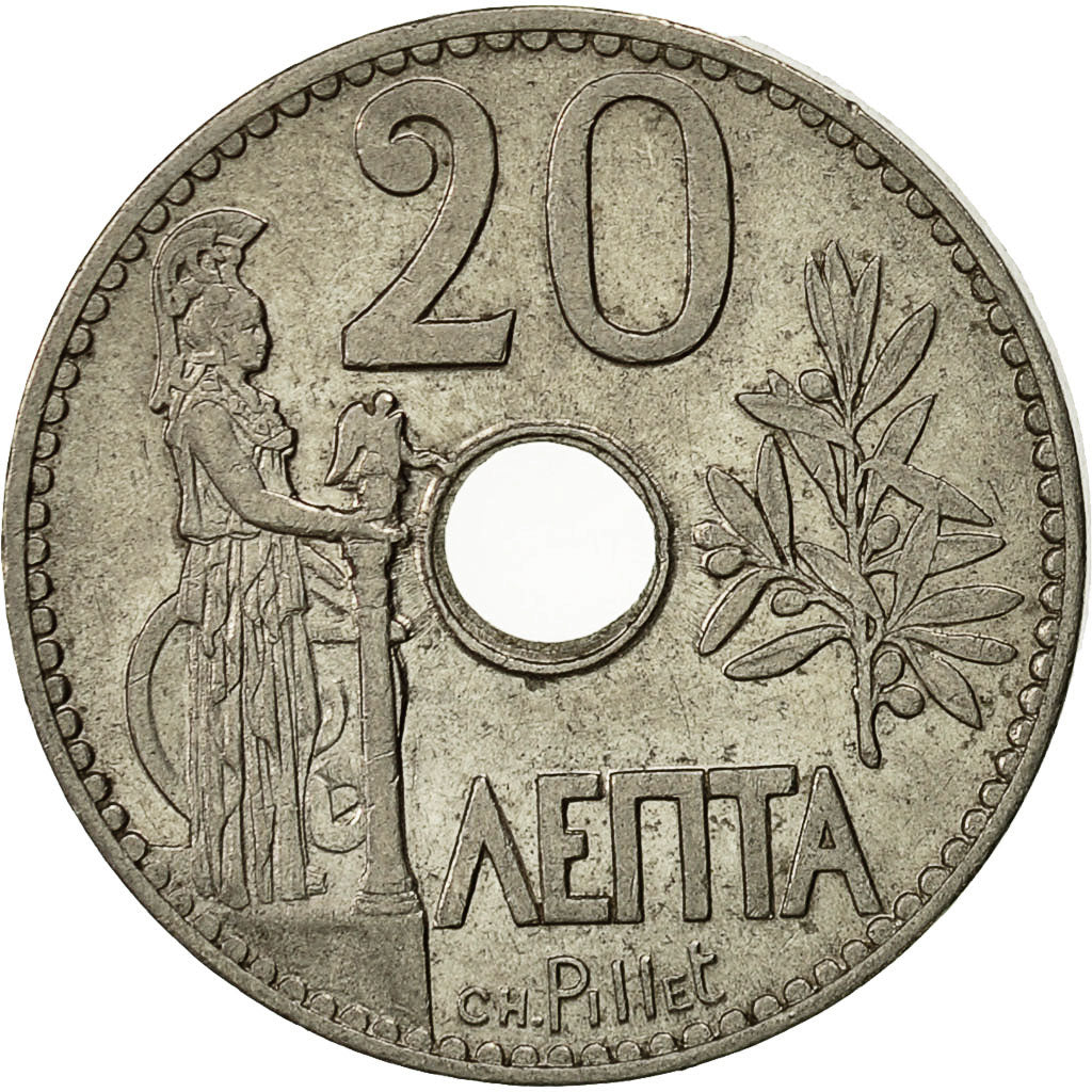 Monnaie, Grèce, George I, 20 Lepta, 1912, TTB+, Nickel, KM:64