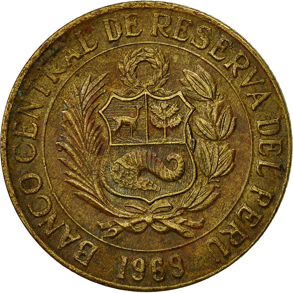 Moneda, Perú, Sol, 1969, Lima, MBC, Latón, KM:248