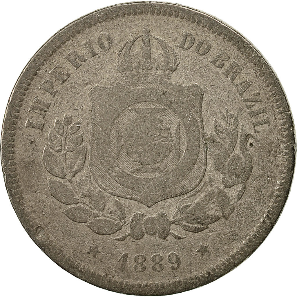 Coin, Brazil, 100 Reis, 1889, VF(30-35), Copper-nickel, KM:492