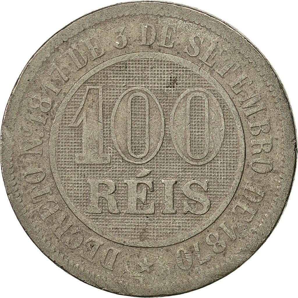 Coin, Brazil, 100 Reis, 1889, VF(30-35), Copper-nickel, KM:492