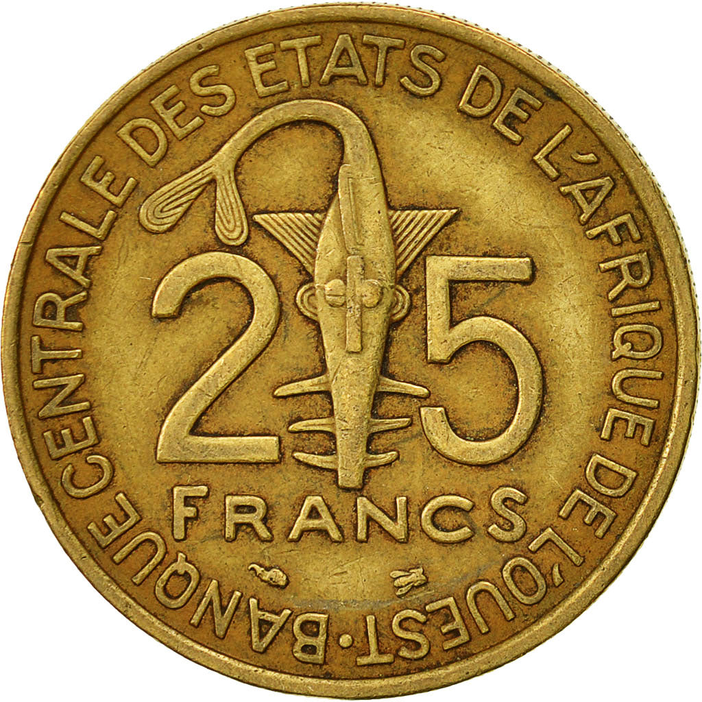 Coin, West African States, 25 Francs, 1996, Paris, EF(40-45), Aluminum-Bronze