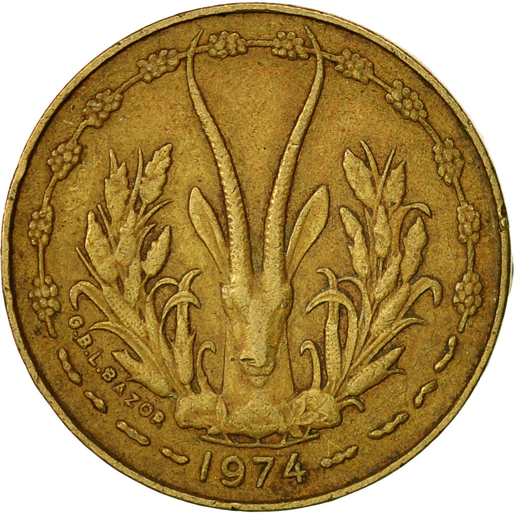 Coin, West African States, 5 Francs, 1974, Paris, EF(40-45)