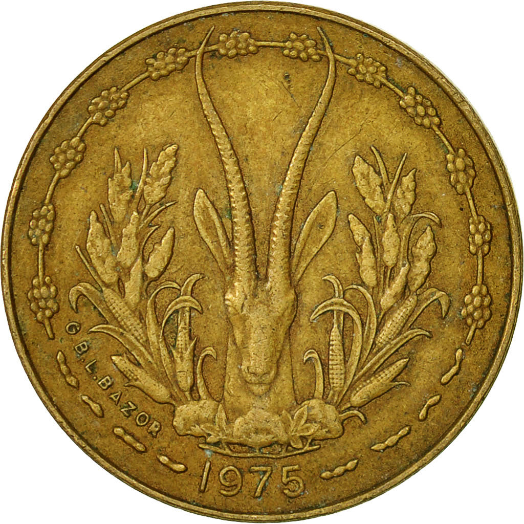 Coin, West African States, 5 Francs, 1975, Paris, EF(40-45)