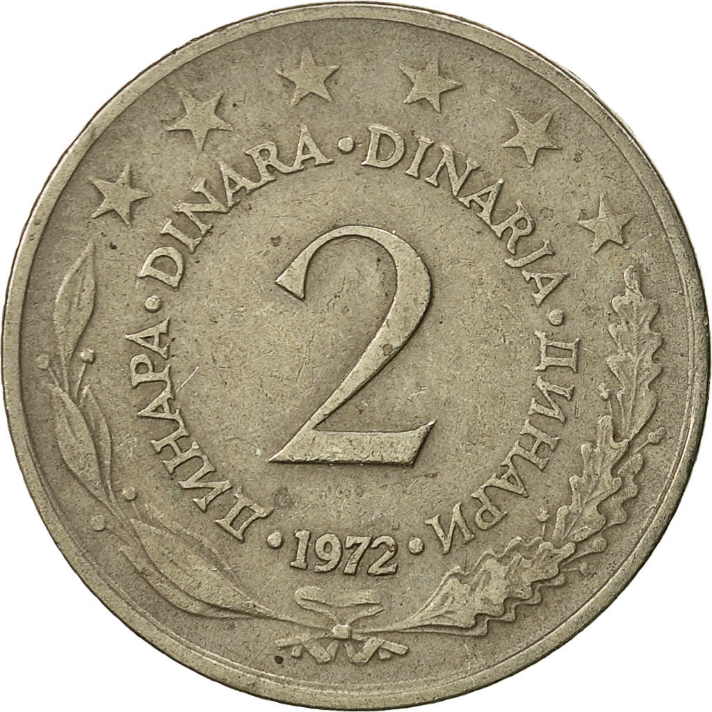 Monnaie, Yougoslavie, 2 Dinara, 1972, TTB, Copper-Nickel-Zinc, KM:57