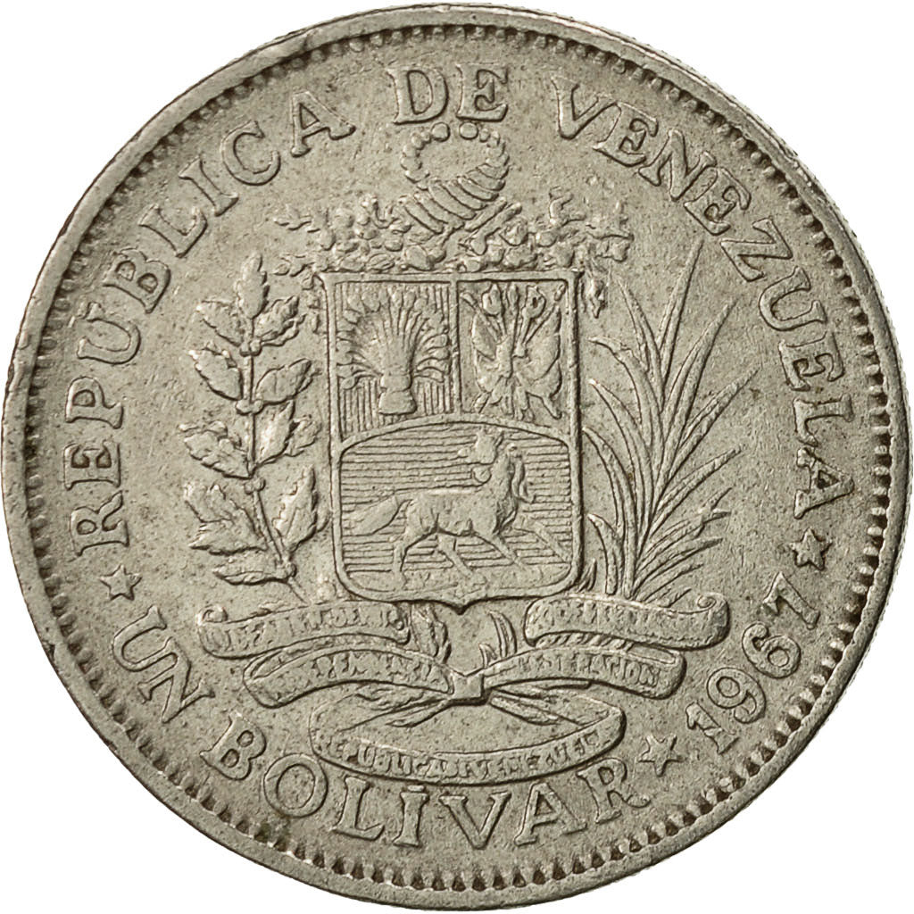 Coin, Venezuela, Bolivar, 1967, British Royal Mint, EF(40-45), Nickel, KM:42