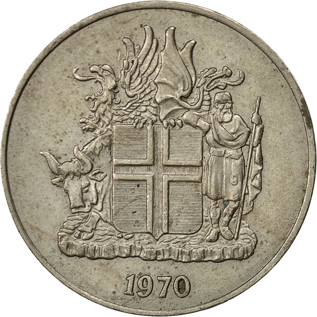Iceland, 10 Kronur, 1970, SS, Copper-nickel, KM:15
