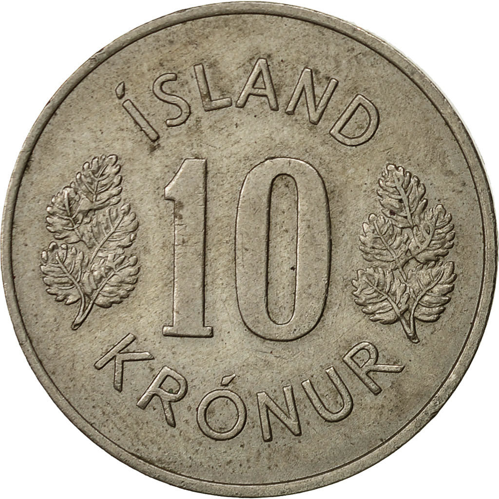 Iceland, 10 Kronur, 1970, SS, Copper-nickel, KM:15