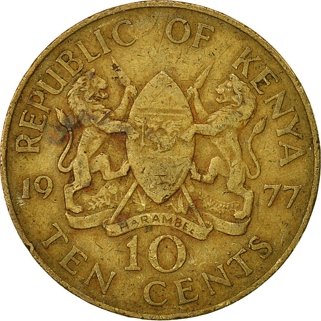 Moneta, Kenya, 10 Cents, 1977, BB, Nichel-ottone, KM:11