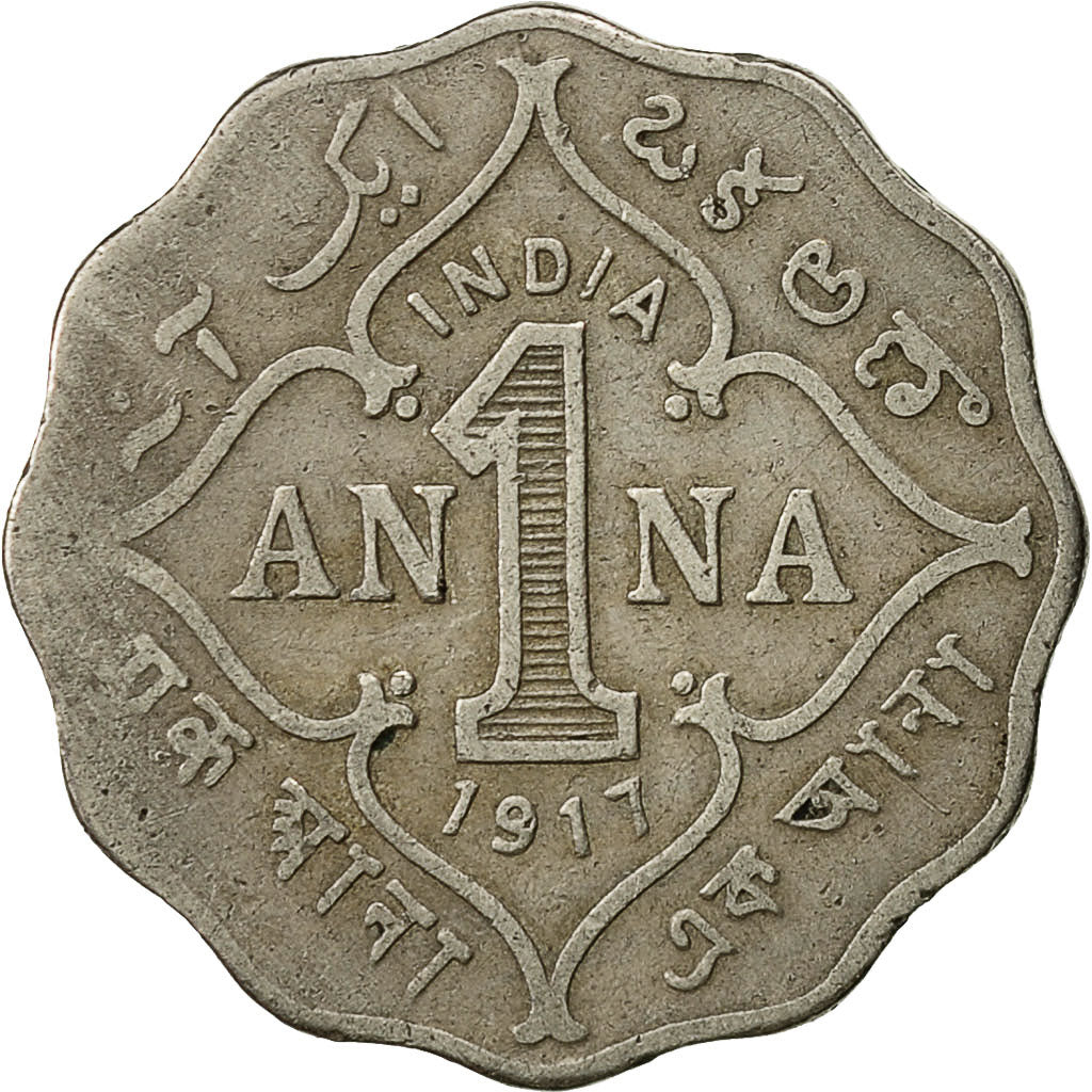 Coin, INDIA-BRITISH, George V, Anna, 1917, EF(40-45), Copper-nickel, KM:513