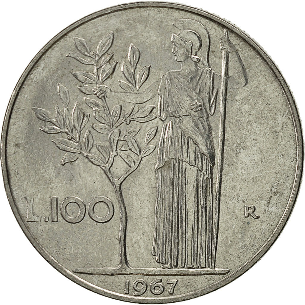 Italia, 100 Lire, 1967, Rome, SPL-, Acciaio inossidabile, KM:96.1